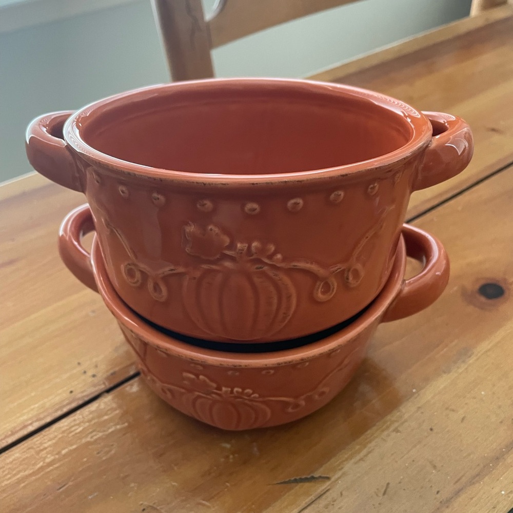 One set of 2 pumpkin soup bowls